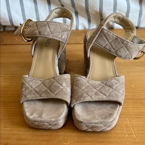 Vaneli Taupe Quilted Sandals